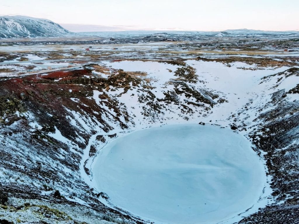 Kerið Crater Lake Frozen