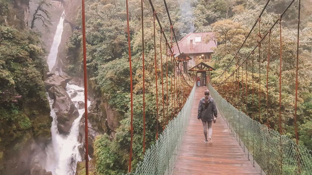 Crossing-the-suspension-bridge-Devils-Cauldron-Banos-Ecuador