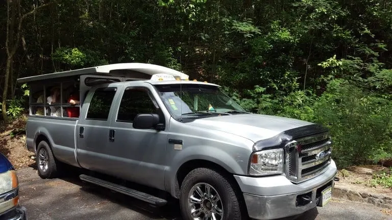 Taxi that transports you from St John ferry terminal to Trunk Bay