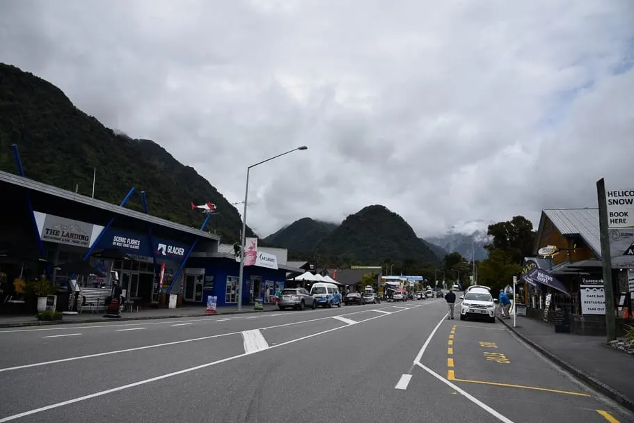 Franz-Josef-town, main-street-franz-josef, franz-josef-town-glacier-views, things-to-do-franz-josef, franz-josef-travel-guide, franz-josef-travel-tips, south-island-travel-tips, where-to-visit-south-island