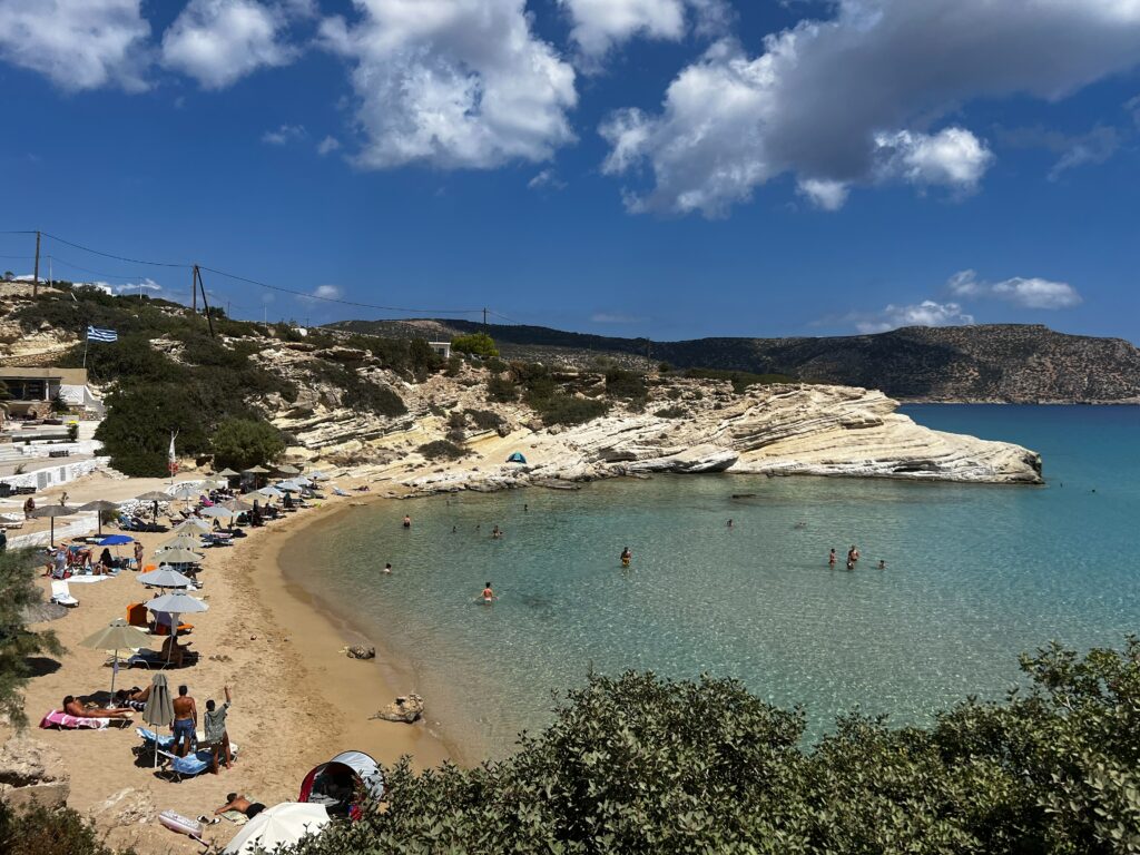Ammopi-Beach karpathos with clear water, pebbly beach and only a few tourists