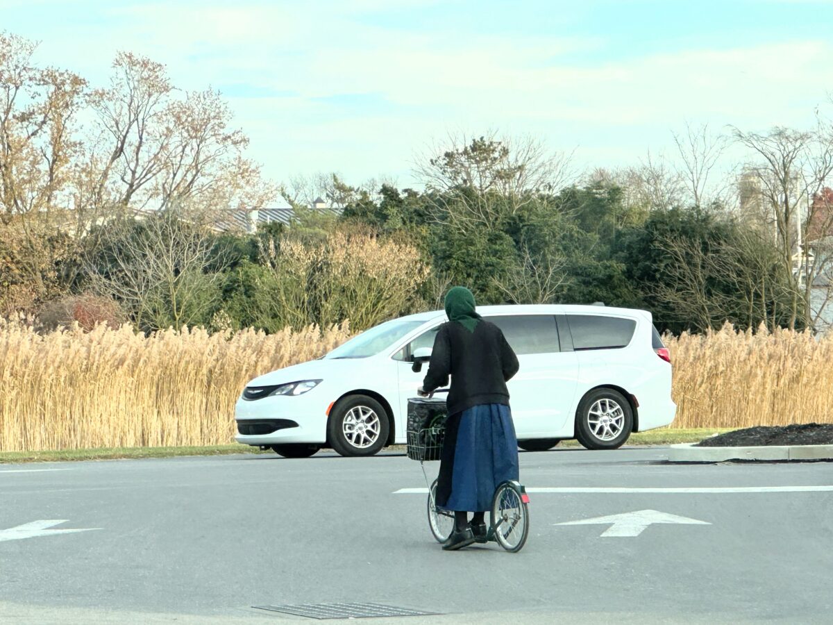 amish lady on a scooter